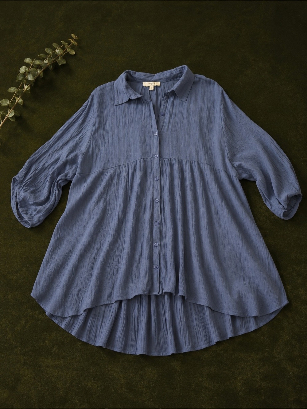 UMGEE Blue Sheer Gauze Button Front Tunic Dress Size XL - Picture 3 of 5